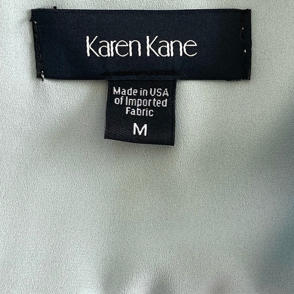 NWT Women’s Blouse Karen Kane Asymmetrical Teal Crepe Rushed Sleeve V-Neck Top - Picture 7 of 9